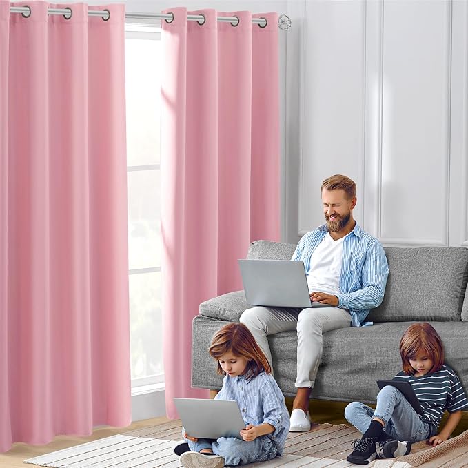 HOMEIDEAS Baby Pink Blackout Curtains - Image 2