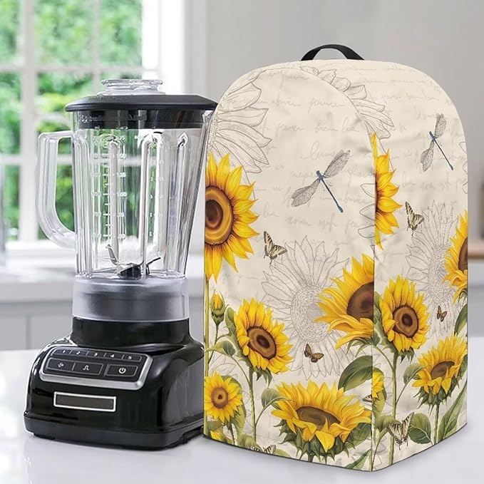 Sunflower Dragonfly Print Blender Dust Cover by NETILGEN