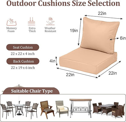 Waterproof Outdoor Chair Cushion Set of 4, Outdoor Cushions - Image 2