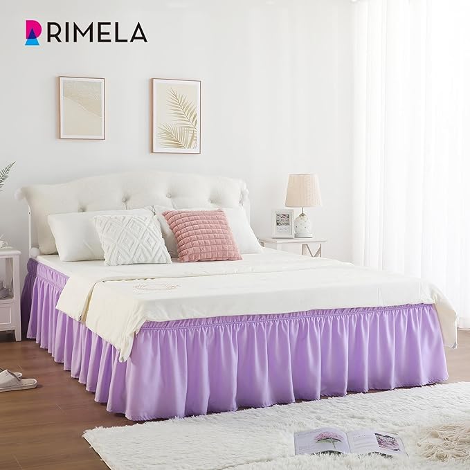 RIMELA Bed Skirting Queen Size Lilac Purple Bed Skirt 18 Inch Drop, Wrap Around - Image 7