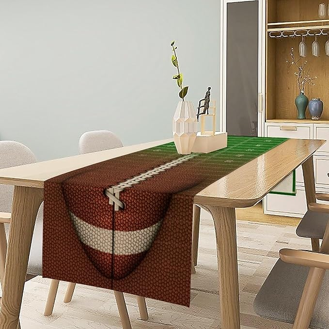 Football Table Runner Green Touchdown Sport Game Days Seasonal Dinner Runner - Image 2