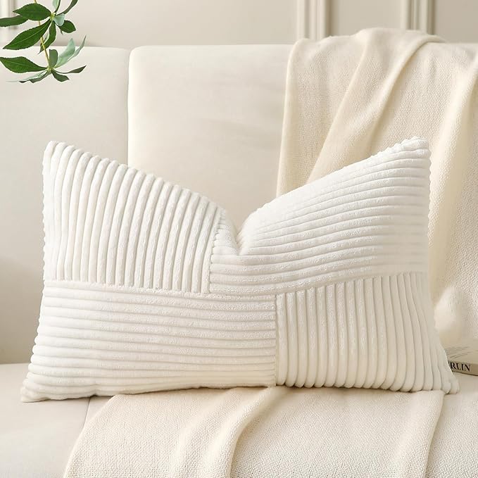 Cream Lumbar Throw Pillow Covers 16x24 inch, Farmhouse Home Decor, Boho - Image 3