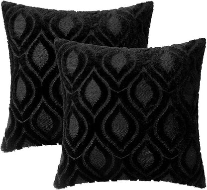 MIULEE Black Throw Pillow Covers 16x16 Inch, Soft Winter Plush Faux Wool Couch - Image 6