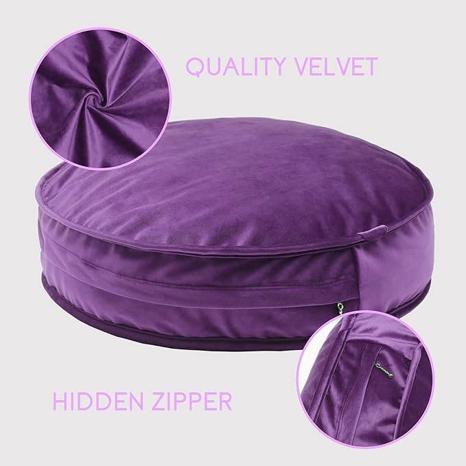 Round Floor Pillow Cover Velvet Throw Seating Pouf Yoga Meditation Cushion - Image 4