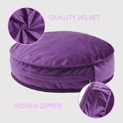 Round Floor Pillow Cover Velvet Throw Seating Pouf Yoga Meditation Cushion - Image 4