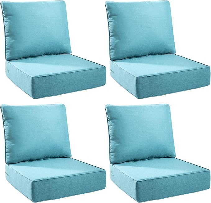 6" Thick Outdoor Cushions 24x24x6, 4-Set Deep Seat Patio Cushions by Pugire