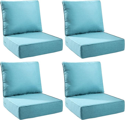 6" Thick Outdoor Cushions 24x24x6, 4-Set Deep Seat Patio Cushions by Pugire