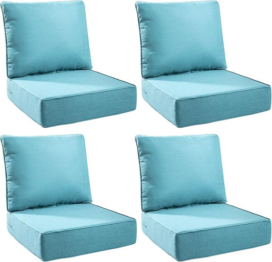6" Thick Outdoor Cushions 24x24x6, 4-Set Deep Seat Patio Cushions by Pugire