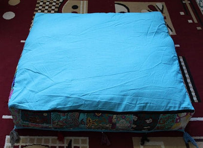 CRAFT KALA Indian Square Patchwork Traditional Pouf Cover Indian Living Room - Image 9