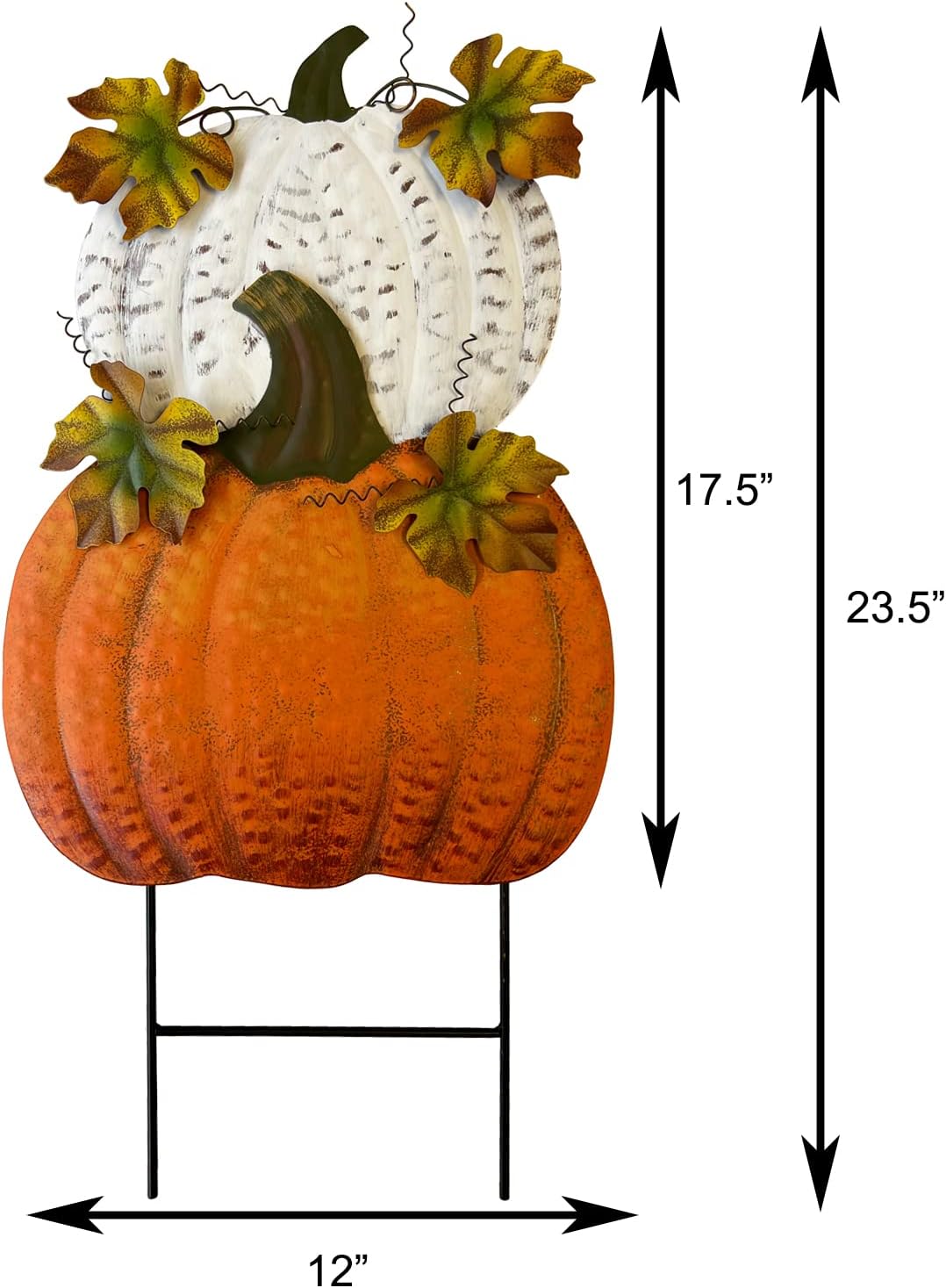 Metal Pumpkin Yard Stakes Fall Harvest Garden Lawn Yard Porch Outdoors Welcome Decorations, Autumn Halloween Thanksgiving Decorative Pumpkins Outdoor Décor