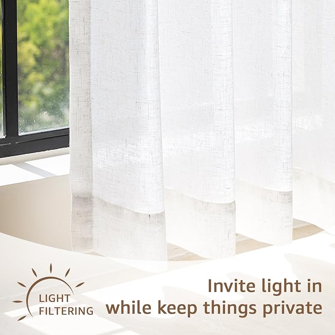 jinchan Kitchen Curtains Linen Tier Curtains 20 Inch Farmhouse Cafe Style - Image 4
