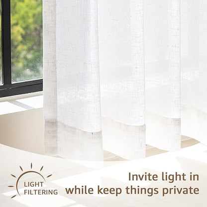 jinchan Kitchen Curtains Linen Tier Curtains 20 Inch Farmhouse Cafe Style - Image 4
