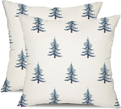 DFXSZ Christmas Pillow Covers 20x20 inch Set of 2 Winter Blue Christmas Tree by DFXSZ