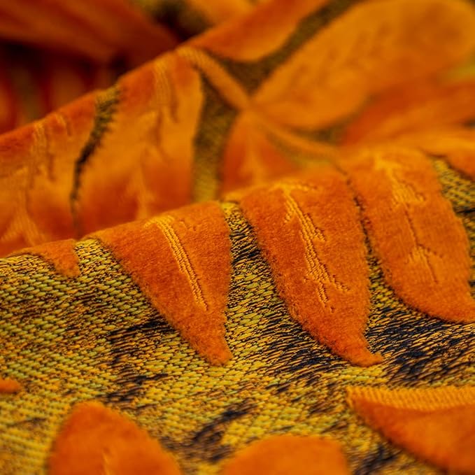 Alerfa 12 x 20 Inch Orange Rectangle Maple Leaf Pillow Embroidery Cut Velvet - Image 5