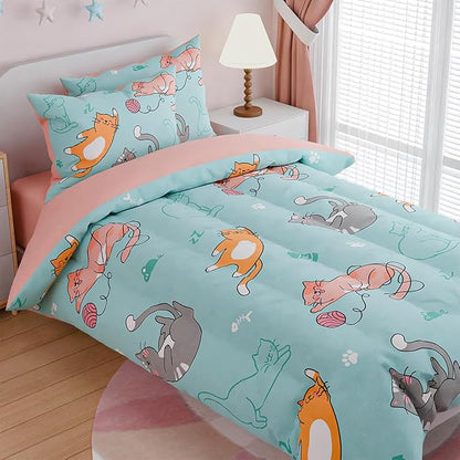 SANDJEST Cat Comforter Set Twin - Image 3