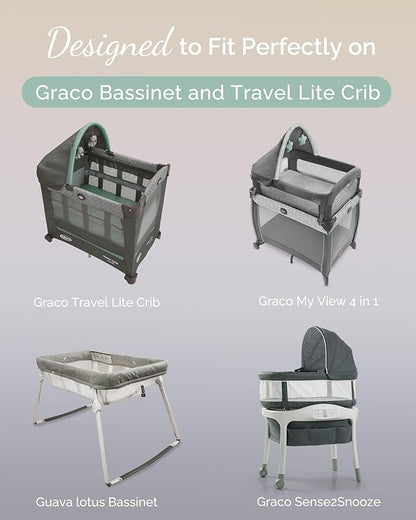 Bassinet Sheets 20x30 Inch for Graco Travel Lite Crib, Sense2Snooze, My View 4 - Image 2