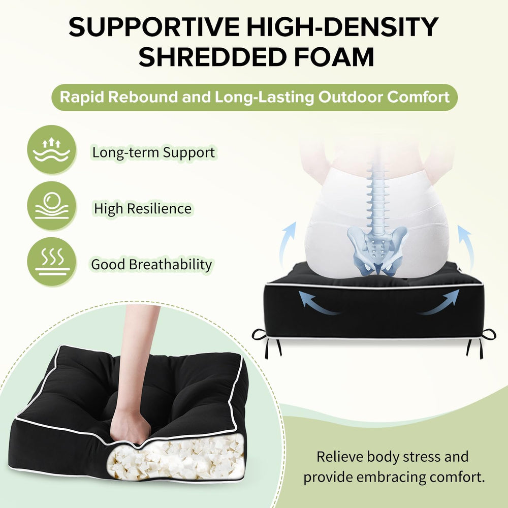 HARBOREST Outdoor Chair Cushions Set of 2, Tufted Patio Chair Cushions with T...
