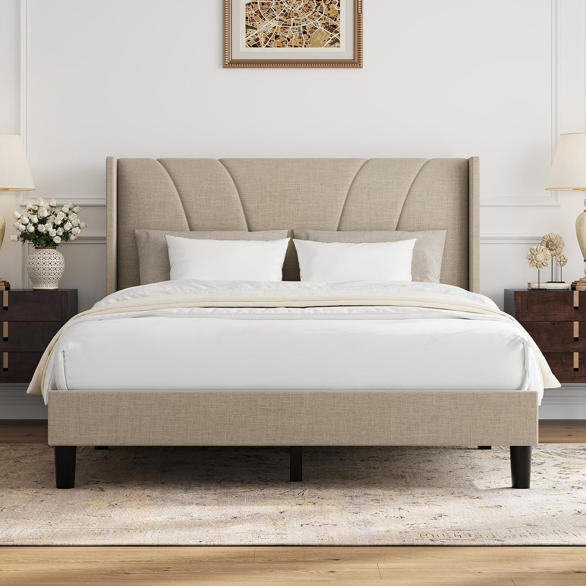 novilla queen size bed frame, queen bed frame, main product view