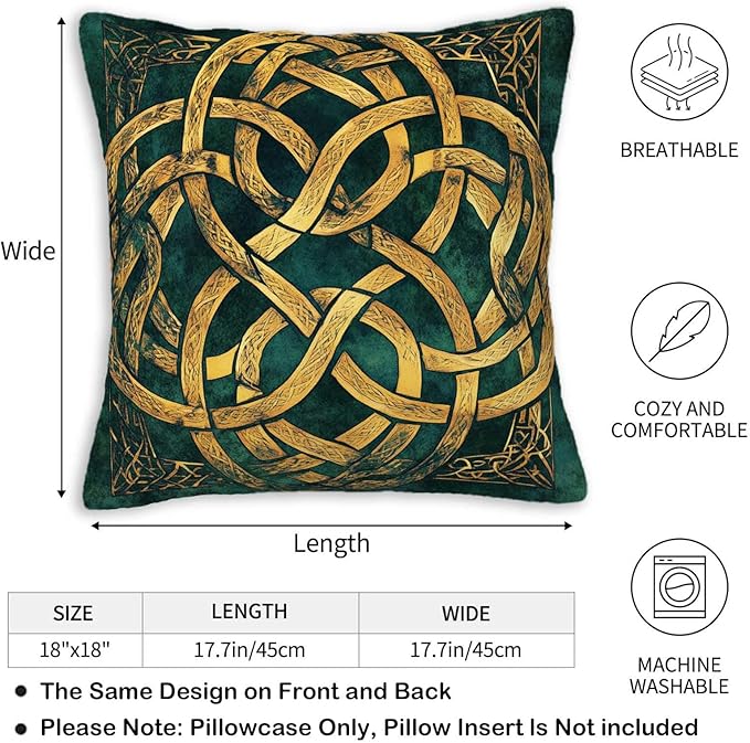 Celtic Knot Throw Pillow Cover 18x18 Set of 2, Cushion Case - Image 5