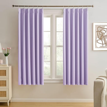 KEQIAOSUOCAI Pinch Pleated Lavender Blackout Curtains 72 Inches Long, Sound & by KEQIAOSUOCAI
