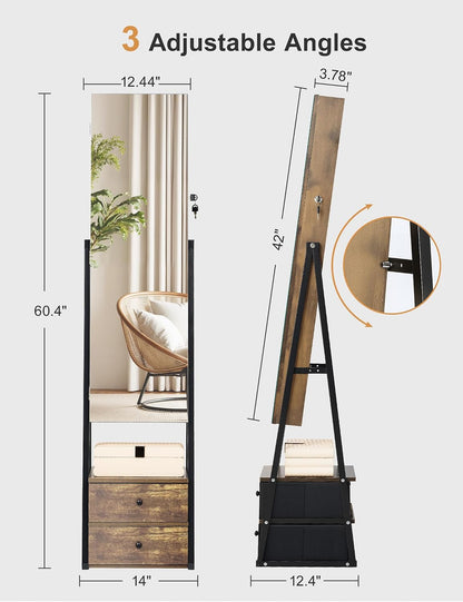nicetree mirror jewelry cabinet, lockable full length mirror, package contents