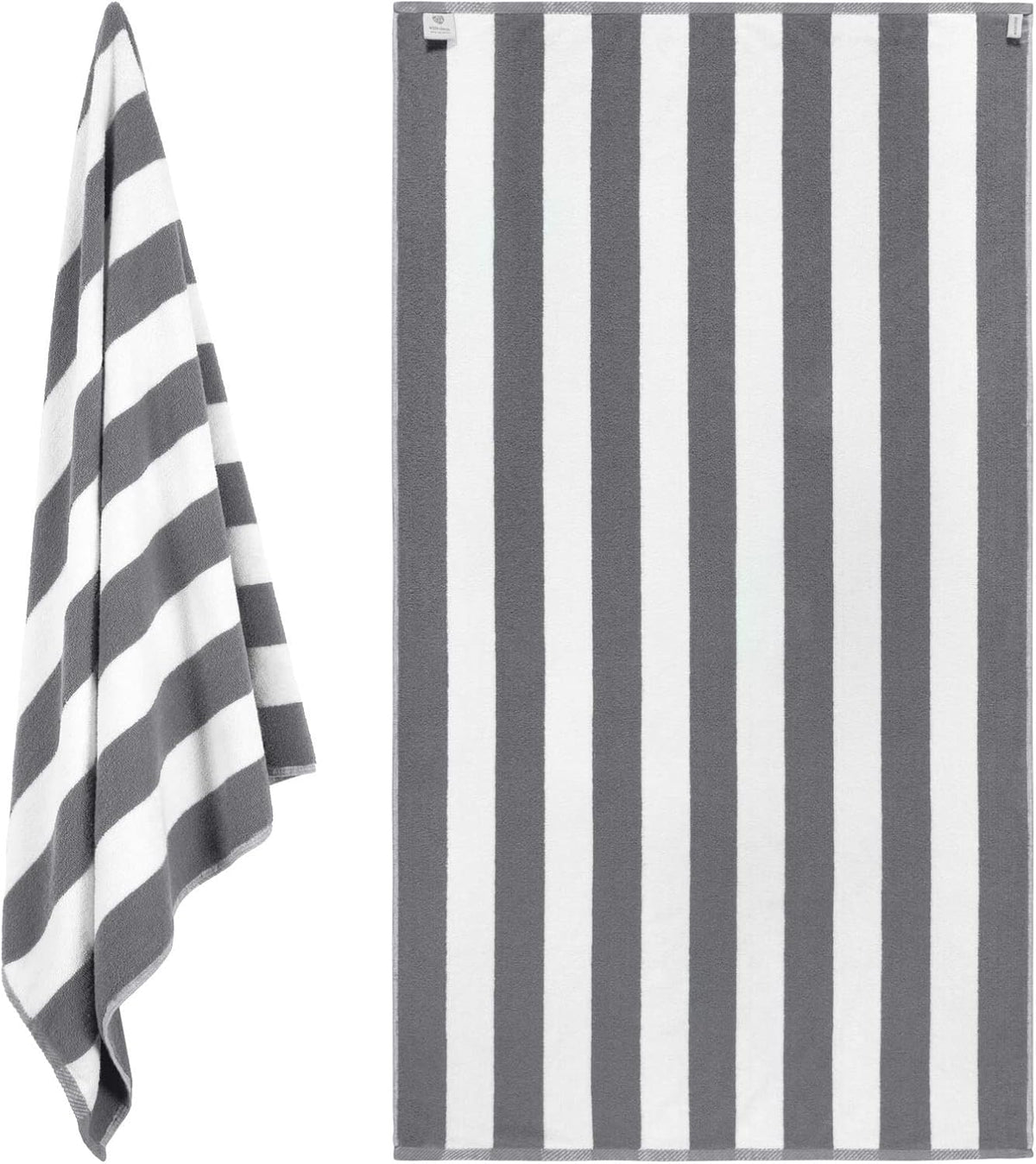 white classic stripe cabana beach towels oversized 2 shown in use