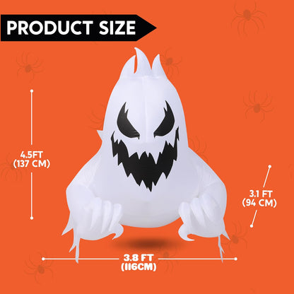 Joiedomi 4.5 FT Halloween Inflatable Scary Ghost Outdoor Decoration, Inflatable Window Breaker Decoration with Rotating Purple LEDs, Blow Up Ghost Halloween Window Decor for Party Garden Yard Decor
