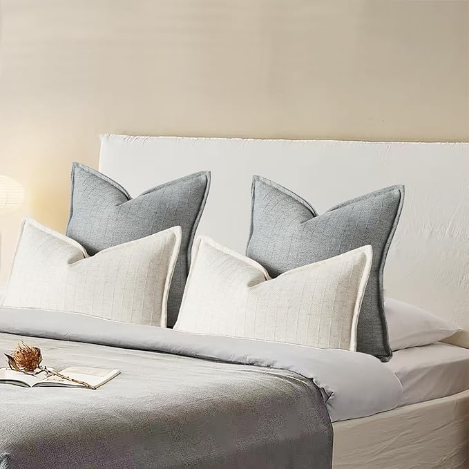12x20 Linen Pillow Covers Beige Pack of 2 Farmhouse Boho Neutral Accents - Image 5