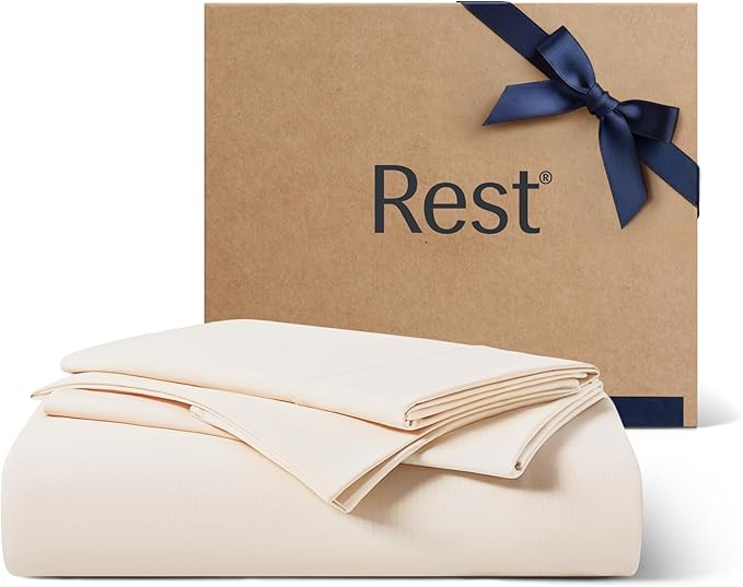 REST® Evercool®+ Starter Sheet Set, Cali King Ivory, Breathable Bed Sheet by REST