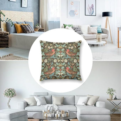 William Morris Floral Original Throw Pillow Covers Boho Chic Retro Floral Bird - Image 7