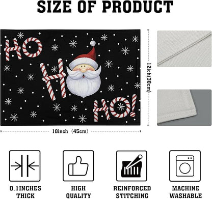 Giwawa Christmas Placemats Set of 4, Santa Claus Laugh Winter Snowflake Black - Image 4