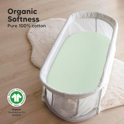 2-Pack Organic Bassinet Sheets for Girls, Boys - Image 2