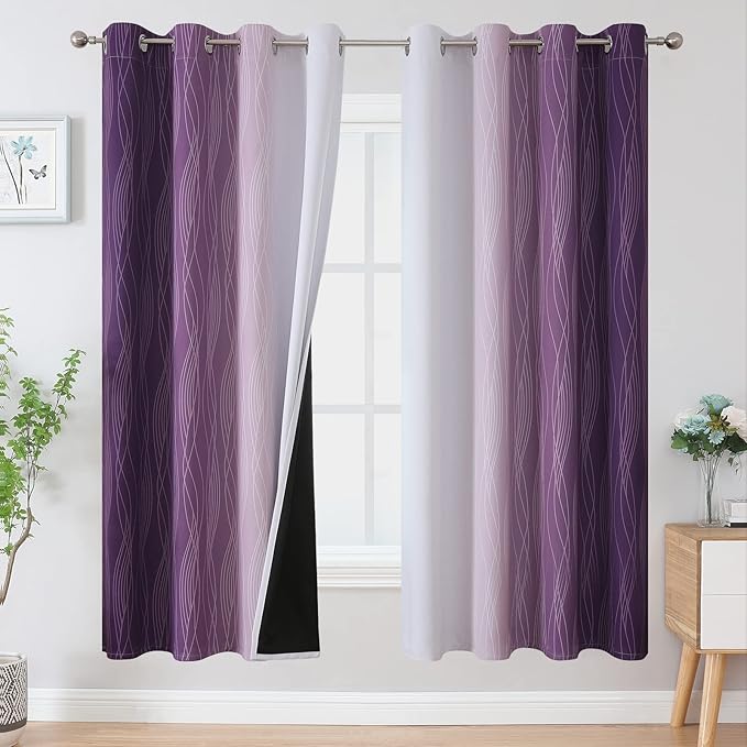 Estelar Textiler Purple and Greyish White Blackout Curtains 72 Inch Length 2 by ESTELARTEXTILER