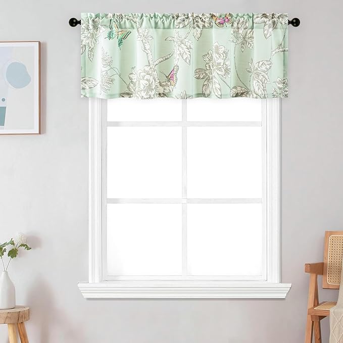 Leeva Rustic Kitchen Curtains Valances, 60 x 18 Inch Rod Pocket Valance Short - Image 2