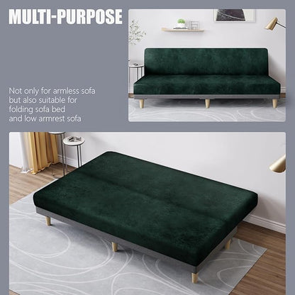 molasofa Leather Like Stretch Futon Slipcover Armless Futon Bed Sofa Cover - Image 5