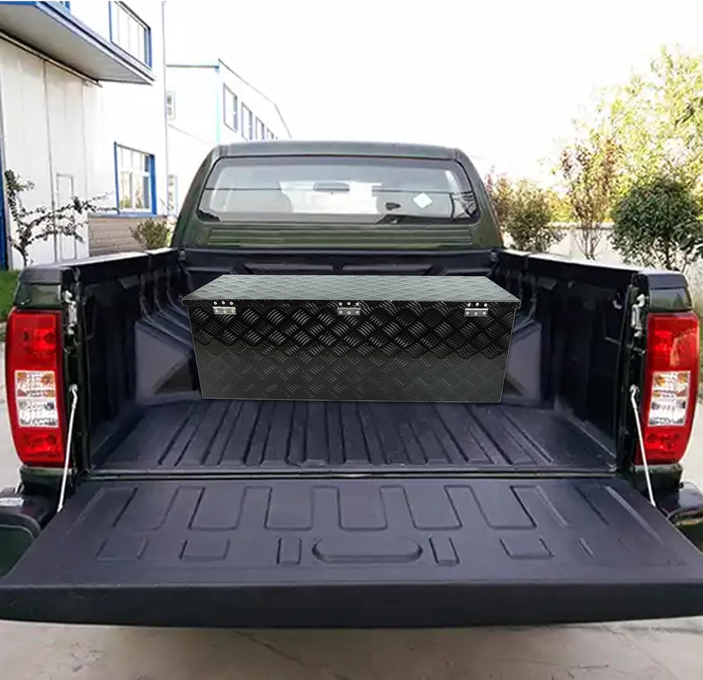 44" Striped Aluminum Pickup Truck Tool Box Waterproof Storage with Lock