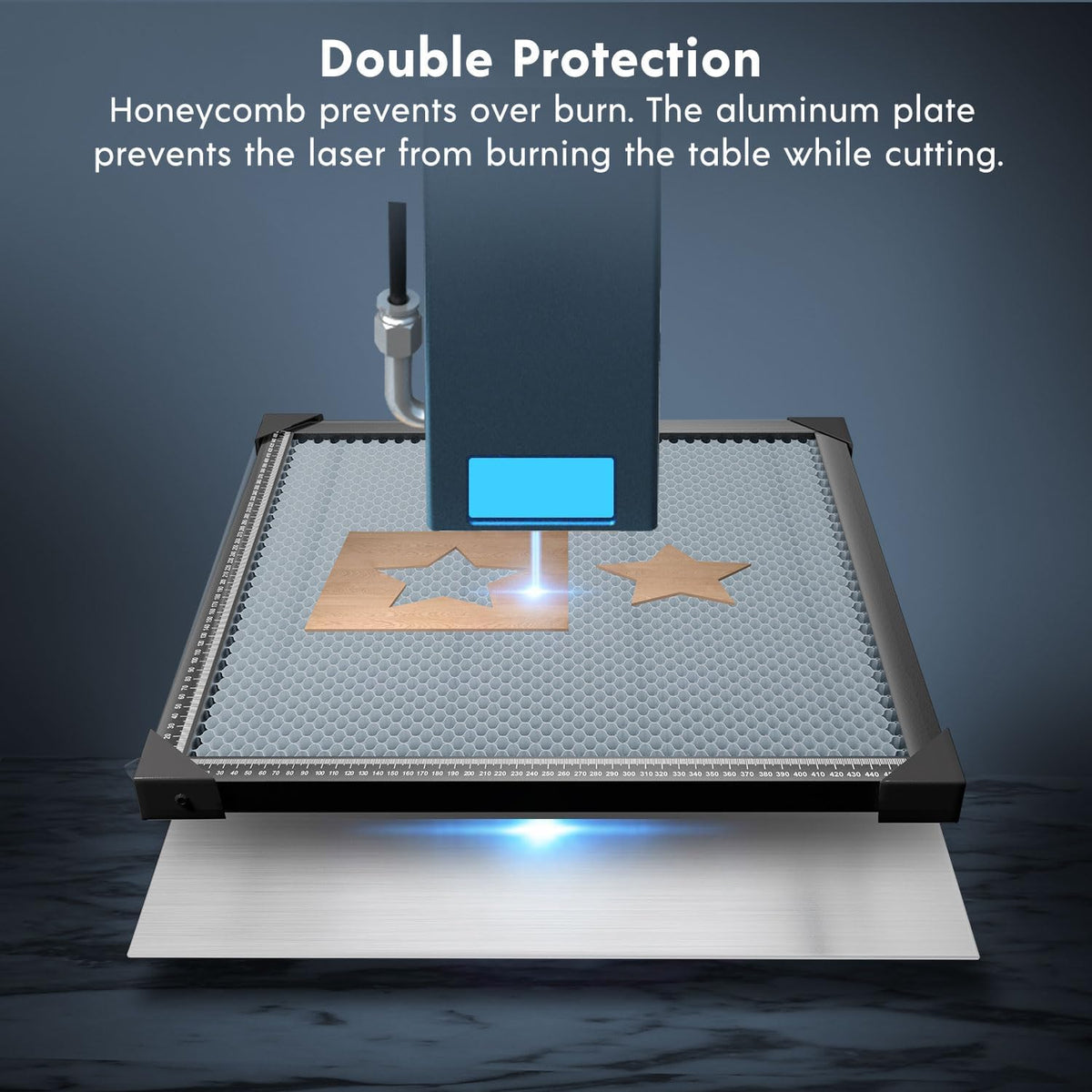 longer honeycomb working table,19.7"x19.7"honeycomb working bed for co2, close-up detail
