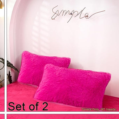 MorroMorn Decorative Pillows Covers, 2 Packs Faux Fur Pillow Cases, Luxury - Image 3