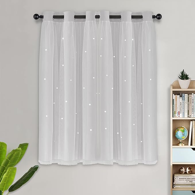Kinryb White Star Cut-Out Window Curtains - Image 3