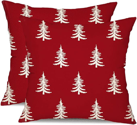 DFXSZ Christmas Pillow Covers 18x18 inch Set of 2 Christmas Tree Decorative Red by DFXSZ
