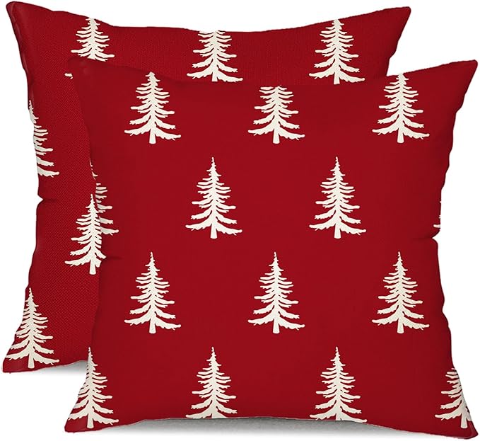 DFXSZ Christmas Pillow Covers 16x16 inch Set of 2 Christmas Tree Decorative Red by DFXSZ