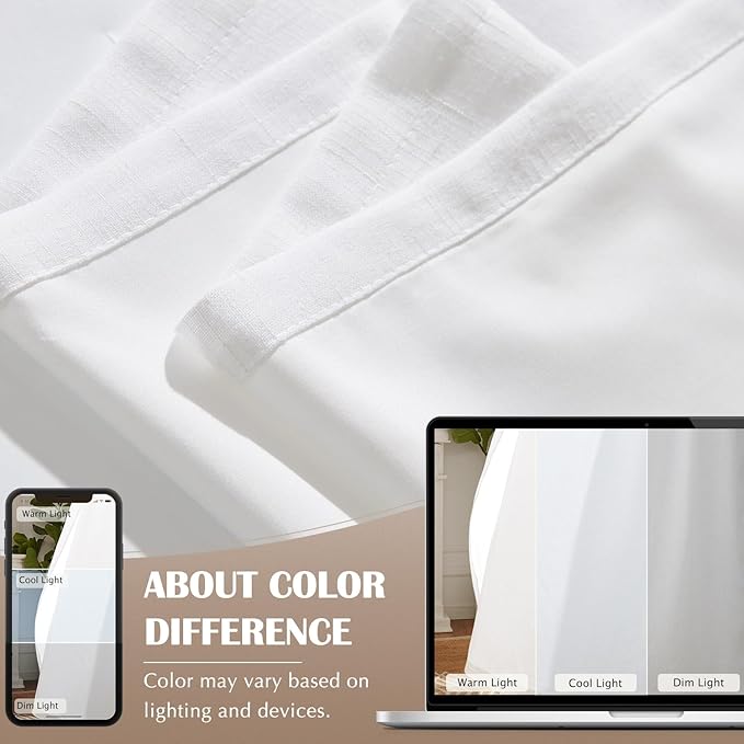 jinchan White Linen Blend Curtains - Image 4