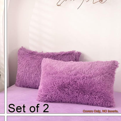 MorroMorn Decorative Pillows Covers, 2 Packs Faux Fur Pillow Cases Standard Size - Image 3