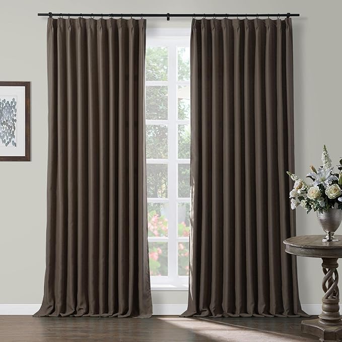 TWOPAGES Chocolate Pinch Pleated Room Darkening Curtain 132 Inches Long by TWOPAGES