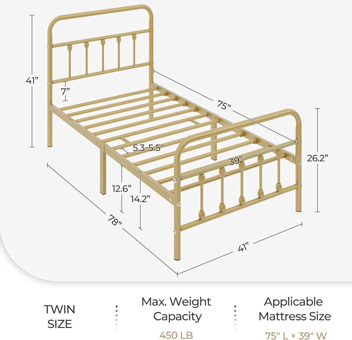 yaheetech 2 pcs twin bed frame with headboard shown in use