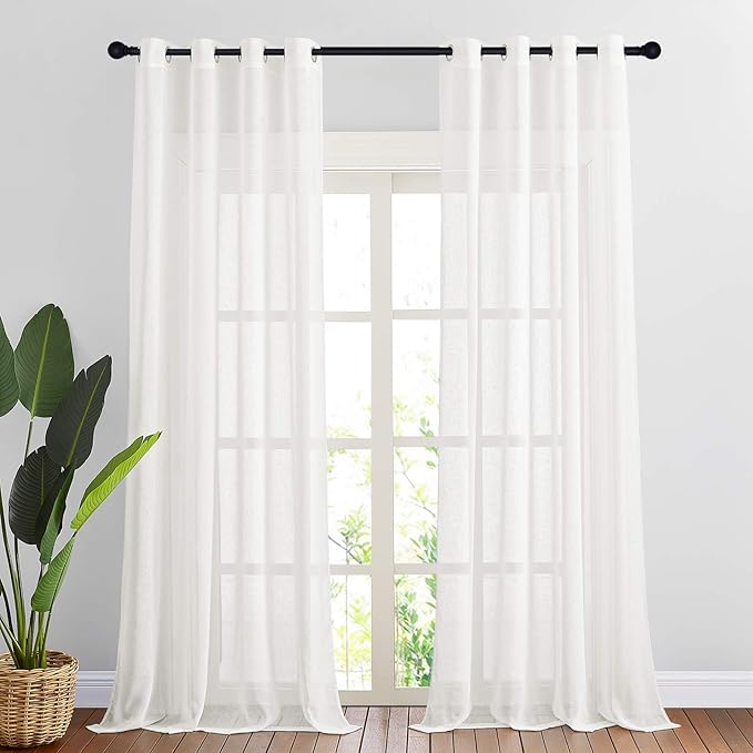 NICETOWN Thick Linen Sheer Ivory Curtains by NICETOWN