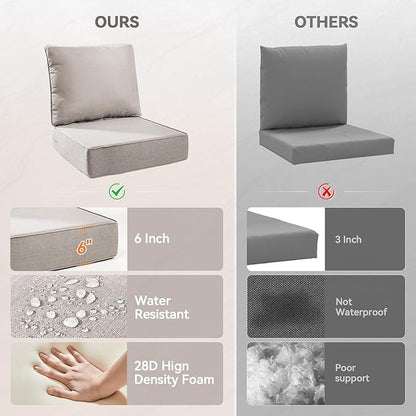 6" Thick Outdoor Cushions 22x24x6, 10-Set Deep Seat Patio Cushions - Image 4