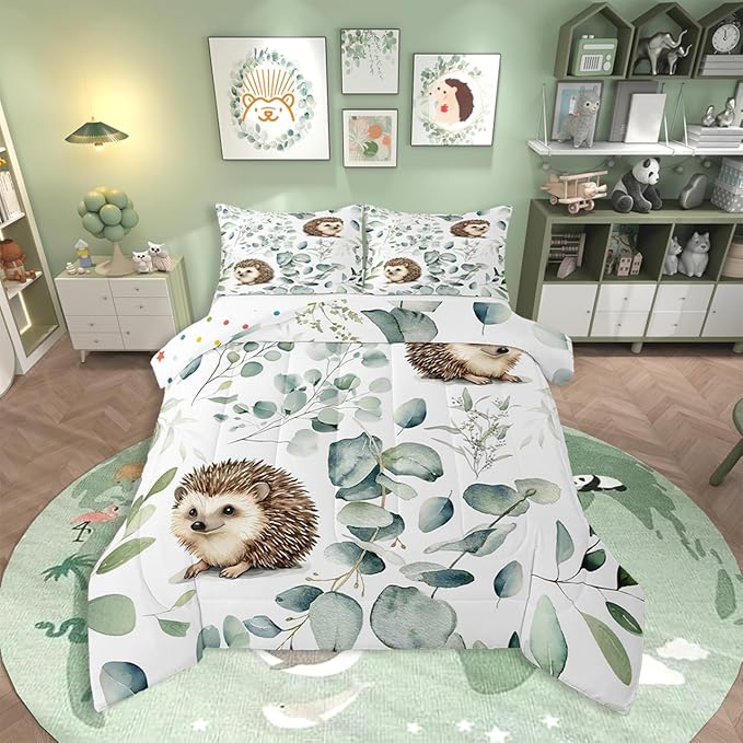 Erosebridal Cute Hedgehog Toddler Comforter Set by Erosebridal