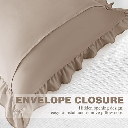 KKJIAF Ruffle Pillow Cases 26x26 Inches, Khaki Square Ruffled Pillow Covers Set - Image 6