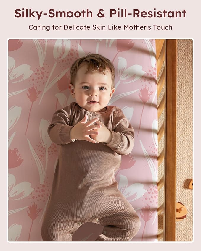 Pack and Play Sheets Fitted 3 Pack, Mini Crib Sheets - Image 2